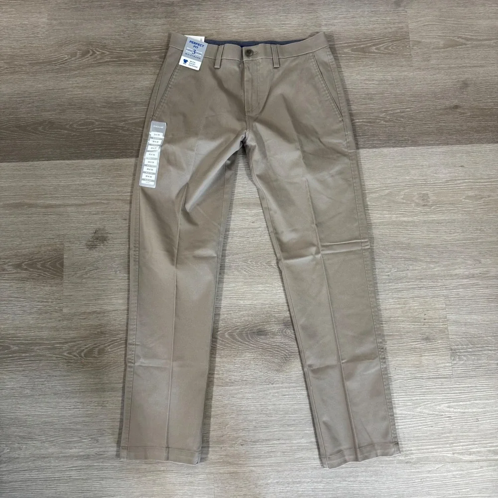 Haggar Premium Comfort Khaki Pants Mens 30x30 Med Khaki Slim Fit Stretch NWT